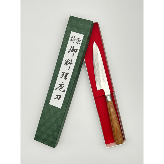 Kamo Katsuyasu Suminagashi VG10 Petty 120mm japoniškas peilis su apvalia presuotos medienos rankena - Image 7