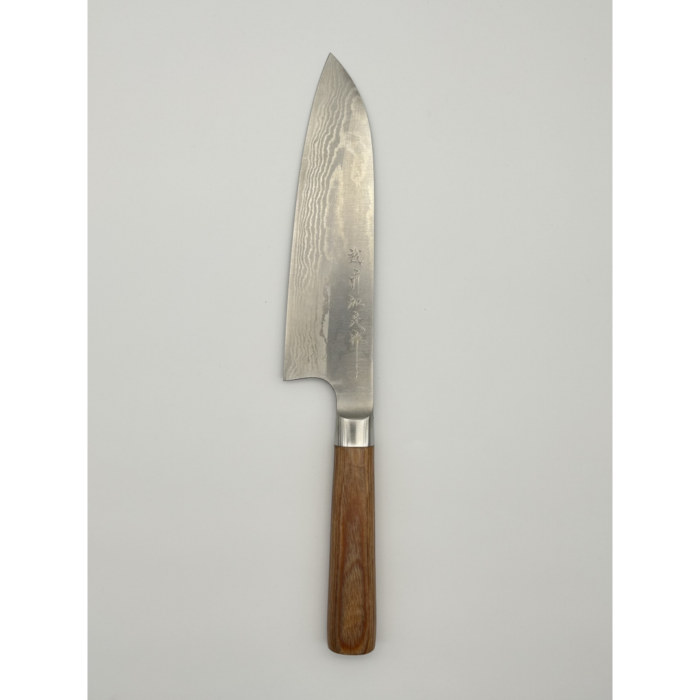 Kamo Katsuyasu Suminagashi VG10 Santoku 165mm japoniškas peilis su apvalia presuotos medienos rankena