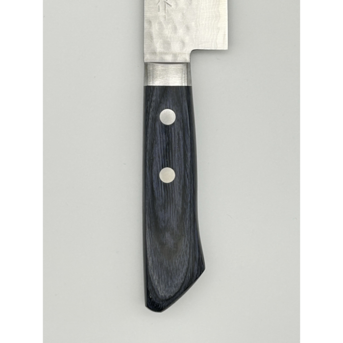Masutani Hamono Kokuryu VG10 Ko-Santoku 130mm japoniškas peilis su vakarietiška mėlynos presuotos medienos rankena - Image 3