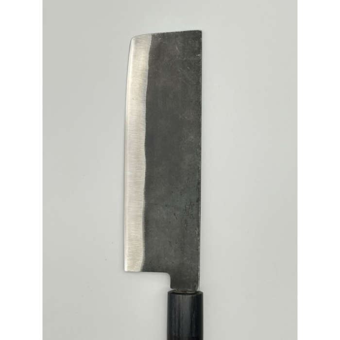 Yoshida Hamono Kyusakichi Aogami Blue Carbon Steel Nakiri 180mm japoniškas peilis su D formos rusvamedžio rankena - Image 2