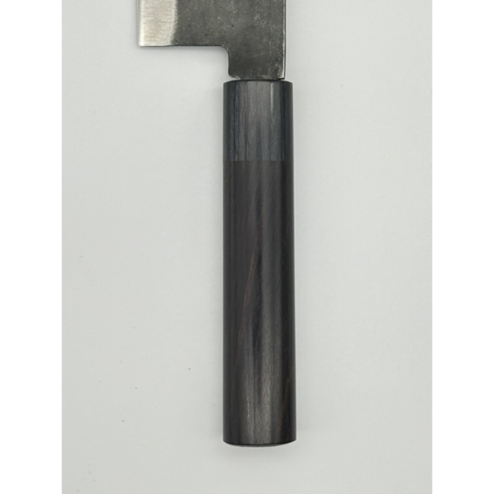 Yoshida Hamono Kyusakichi Aogami Blue Carbon Steel Nakiri 180mm japoniškas peilis su D formos rusvamedžio rankena - Image 3