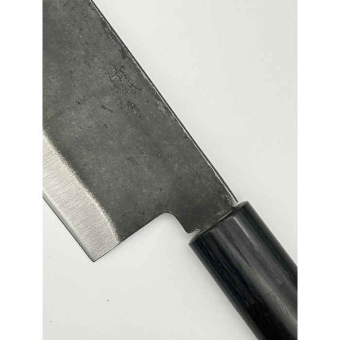 Yoshida Hamono Kyusakichi Aogami Blue Carbon Steel Nakiri 180mm japoniškas peilis su D formos rusvamedžio rankena - Image 6