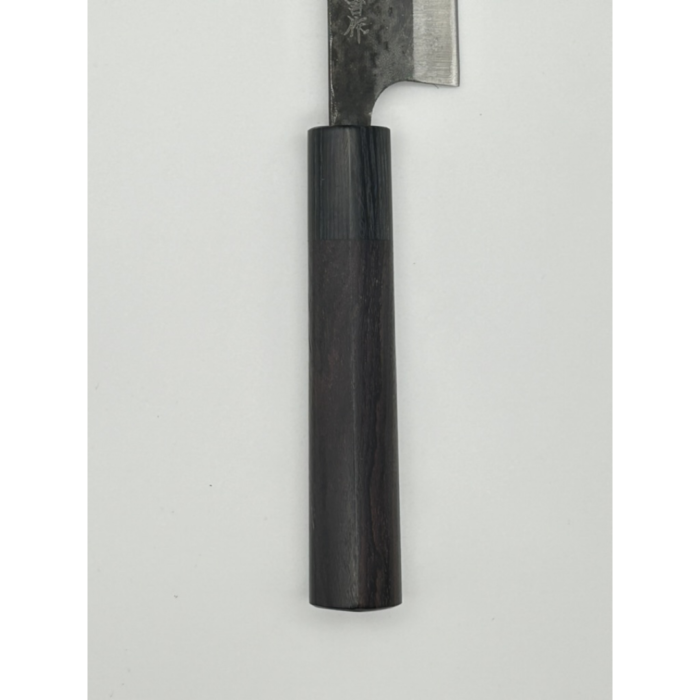 Yoshida Hamono Kyusakichi Aogami Blue Carbon Steel Petty 150mm japoniškas peilis su D formos rusvamedžio rankena - Image 5
