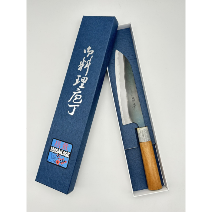 Masakage Mizu Aogami #2 Kasumi Santoku 170mm japoniškas peilis su Ovalioji vyšnios rankena - Image 7